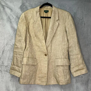 J. Crew Linen Single Button Women's Sz 10 Blazer Equestrian Old Money Country